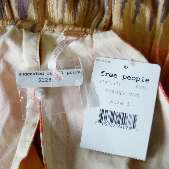 Free People Indian Summer Cotton Gold Lurex Dress - Picture 8 of 8